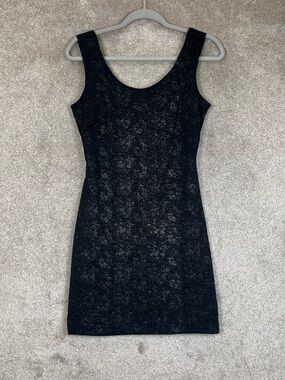 Steppin Out Vintage Dress Womens Medium Black Sleeveless Stretch Scoop 90s- 4695